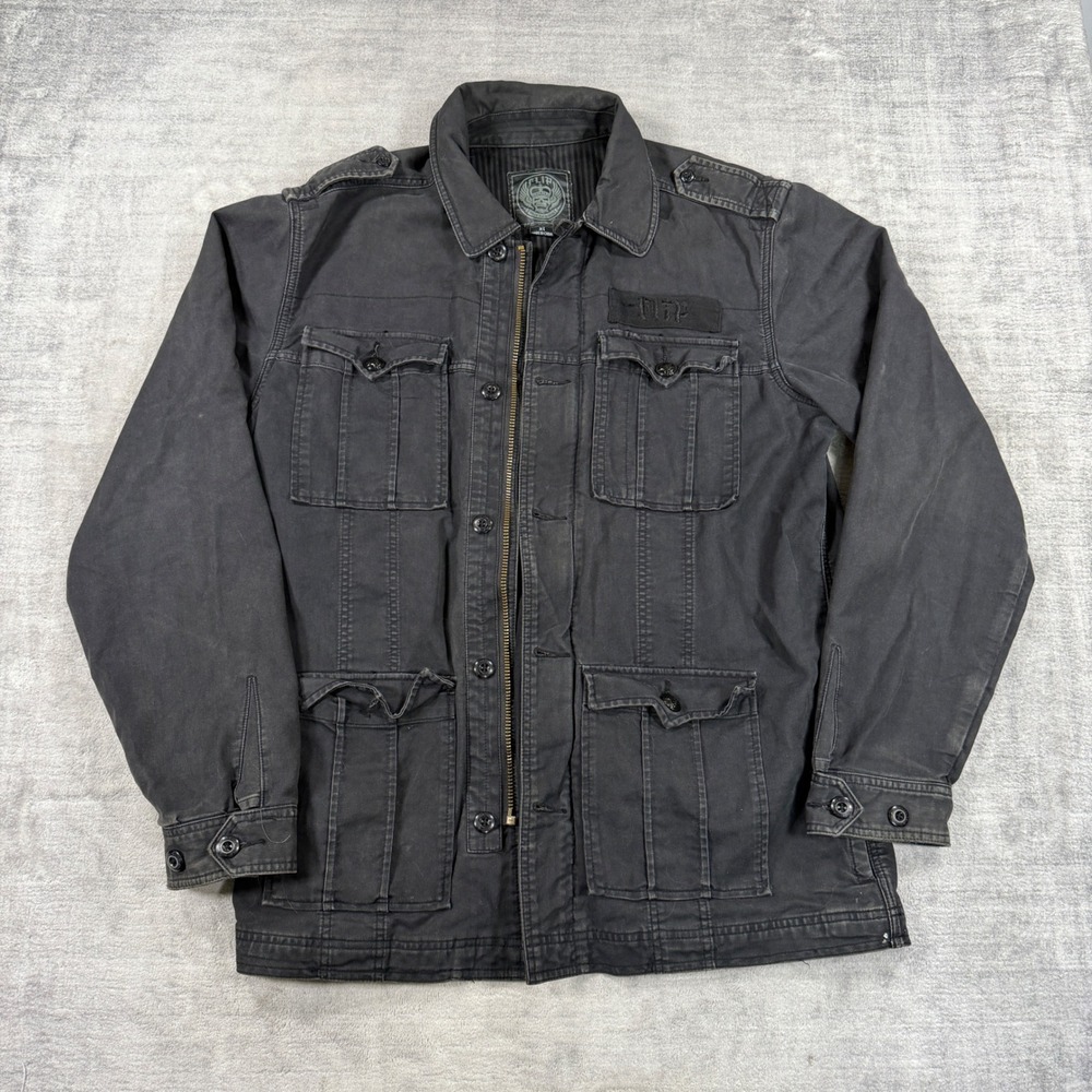 Flip Skateboards Jacket Mens XL Black Cotton Vintage Y2K Utility Military Field